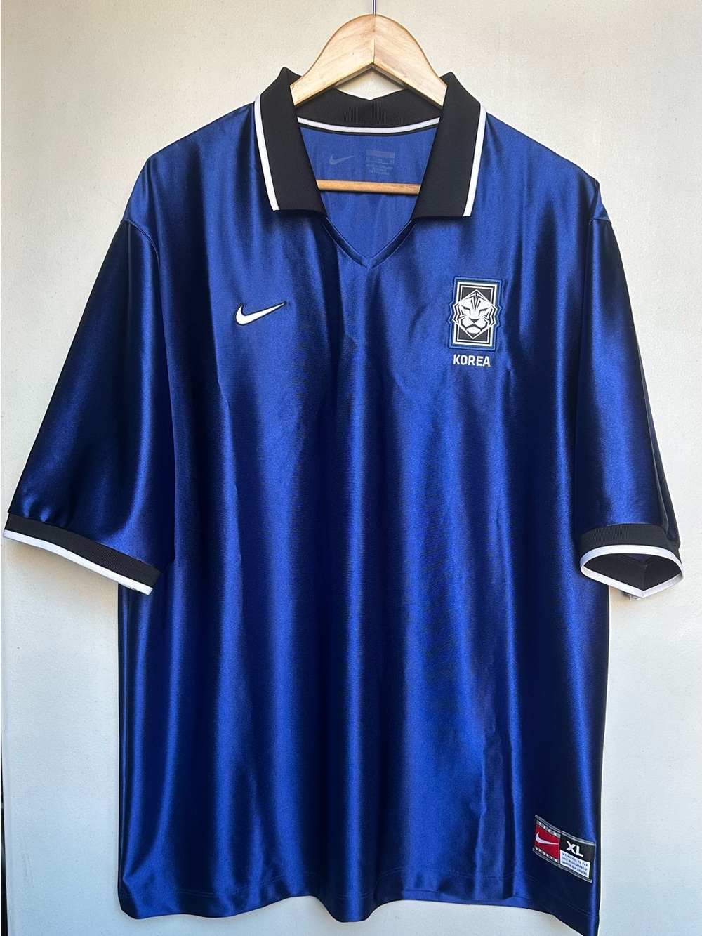 Nike Korea Men's Deep Royal Blue Soccer Jersey with Black & White Trim. DRI-FIT
